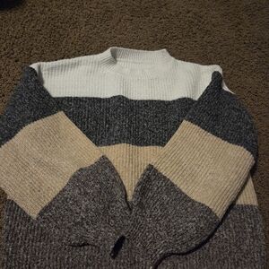 SHEIN Textured Knit Sweater in Gray and Cream